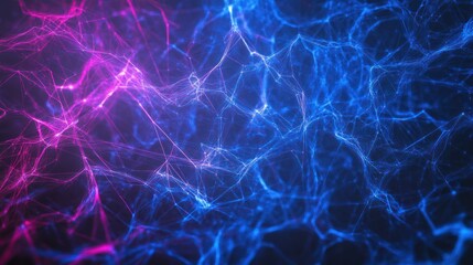 Aufkleber - Abstract background with glowing blue and pink lines forming a complex network.