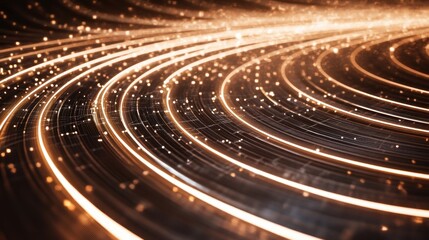 Aufkleber - Abstract glowing orange lines swirling on dark background.
