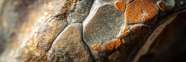 Aufkleber - Close-up of rough, textured rock surface with orange and grey hues.