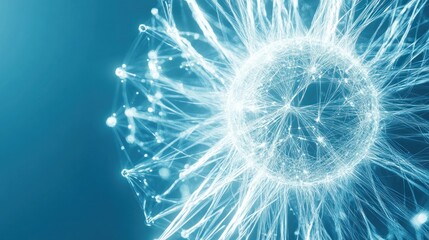 Poster - Abstract glowing plexus network, futuristic technology, digital sphere.