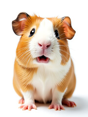 Aufkleber - Surprised Guinea Pig Looks Up At Camera With Huge Expressive Eyes Isolated Against A Plain White Background. 00002