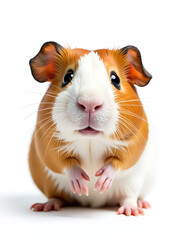 Aufkleber - Surprised Guinea Pig Looks Up At Camera With Huge Expressive Eyes Isolated Against A Plain White Background. 00001