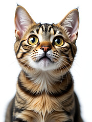 Aufkleber - Surprised British Cat Has Huge Yellow Eyes And Is Isolated On A Transparent Background Created By An E Image. 00001