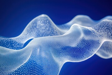Aufkleber - Abstract blue wave of light particles, digital rendering.