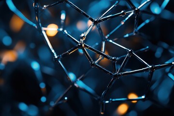 Poster - Abstract 3D rendering of a complex network structure with glowing nodes.