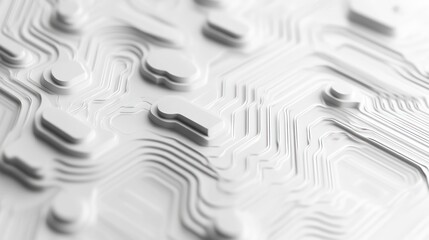 Poster - Abstract white 3D textured background with circuit-like pattern.