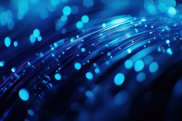 Aufkleber - Abstract blue glowing lines and bokeh lights. (1)