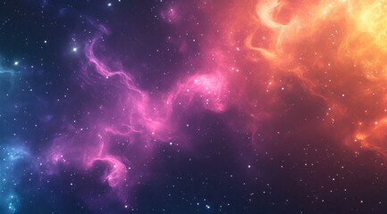 Wall Mural - colorful background with abstract waves and stars, a space nebula effect, soft glowing colors