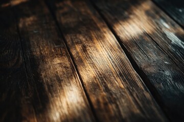 Leinwandbilder - Dark rustic wooden planks with light highlights, showing texture and grain.