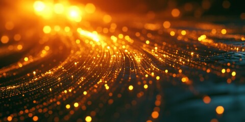 Aufkleber - abstract glowing orange and teal particles flow.