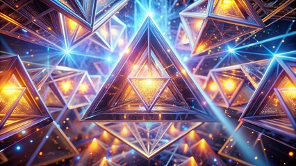 Poster - Pulsating White Triangles: Futuristic Energy Concept Art