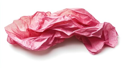 Poster - Crumpled red tissue paper isolated on a white background showcasing texture and color for creative design applications