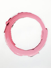 Poster - Soft Pink Pastel Brushstrokes Create A Delicate Circular Shape On A Clean White Canvas With Artistic Freedom And Creative Expression. 00001