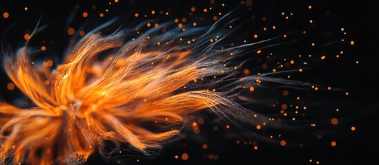 Aufkleber - Dynamic fireworks explosion illuminating the night sky with vivid colors and intricate trails on a dark background.