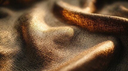 Poster - Rich textured vintage brown fabric showcasing intricate folds and vibrant hues in natural light for artistic or design applications.