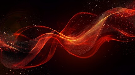 Aufkleber - Abstract red and orange wave on black background