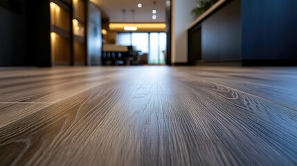 Poster - Vibrant wood laminate floor texture with vignetting effect in modern interior setting showcasing depth and warmth in design.