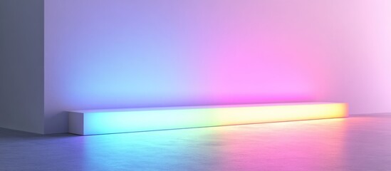 Poster - Dynamic RGB lighting creating a colorful ambiance on a smooth white surface highlighting modern visual aesthetics and design elegance