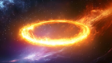 Poster - Cosmic ring formation outer space digital art galactic environment wide angle view celestial phenomenon