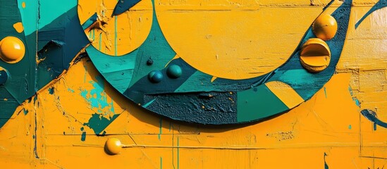 Poster - Vibrant yellow wall texture featuring abstract design elements ideal for creative projects and contemporary interior decor