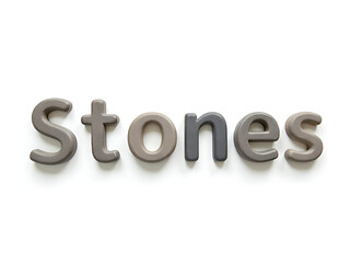 Aufkleber - Simple Text Composed Of Stones Isolated Against A White Background With Clean Lines And Minimalistic Design Elements. 00002