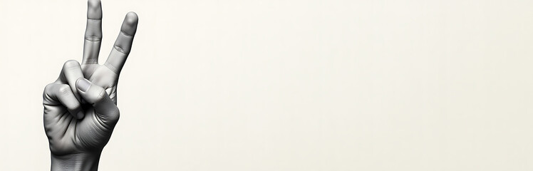 Aufkleber - Simple Black And White Hand Sign On Textured Paper Background With Copy Space For Text Overlay Or Design Elements. 00001