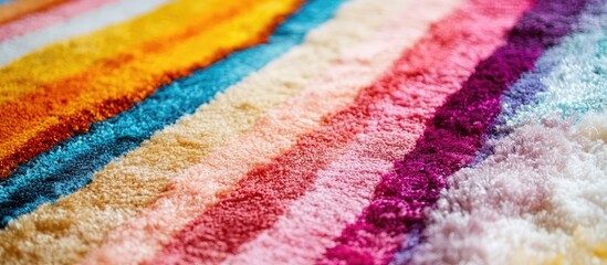 Poster - Multicolored striped carpet texture on a white background perfect for interior design inspiration and decoration ideas