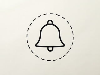 Aufkleber - Simple Black And White Bell Symbol On Textured Paper Background With Copy Space For Creative Composition Ideas. 00001