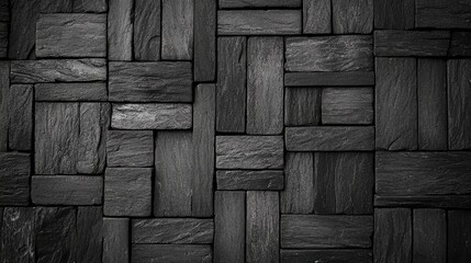 Poster - Dark textured brick wall pattern for background use in design projects and architectural visuals