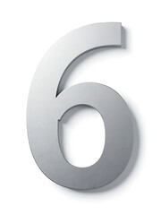 Poster - Silver Paper Number Signs Five And Six Isolated On A White Background With Clipping Path Included For Easy Editing. 00001