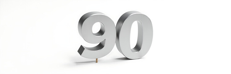 Poster - Silver Numbers Nine And Zero On A Stick Isolated On A White Background With A Clipping Path Included For Editing. 00003