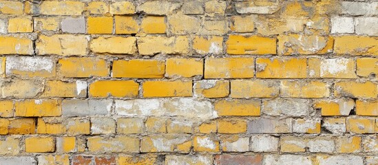 Poster - Vibrant yellow brick wall texture ideal for creative design photography and artistic backgrounds