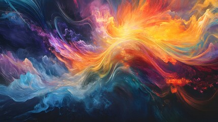 Poster - Dynamic abstract art displaying vibrant colors and flowing patterns digital artwork contemporary style vivid atmosphere