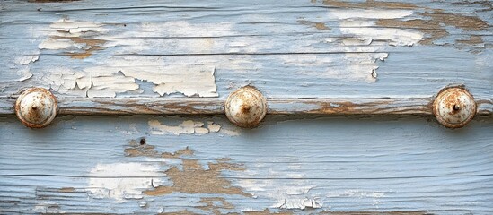 Aufkleber - Weathered wooden door frame with peeling blue paint highlighting rustic textures and vintage appeal in a close-up view