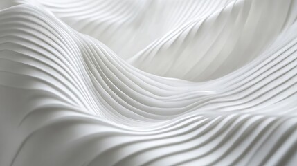 Aufkleber - Elegant white textured fabric with soft gray lines creating a modern wavy background ideal for design and branding purposes.