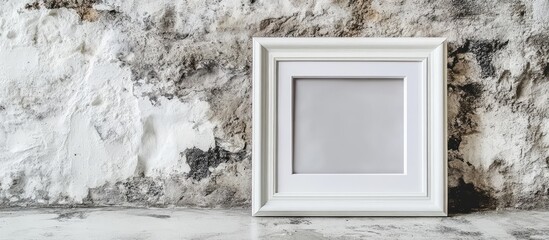 Aufkleber - Elegant white photo frame on textured stone wall perfect for home decor and stylish interior design showcasing minimalist aesthetics