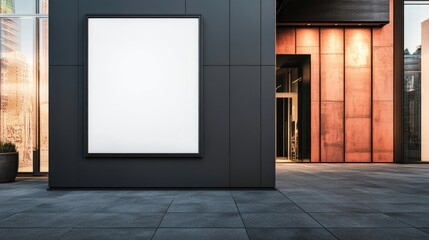 Aufkleber - Blank poster mockup on urban building exterior showcasing marketing opportunities and business branding potential in modern architecture.
