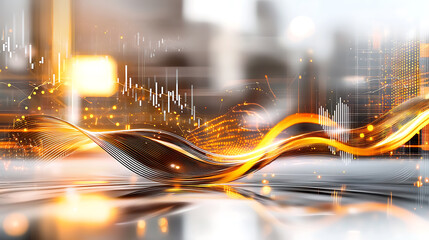 Poster - Dynamic abstract wave patterns illustrating financial trends digital environment graphic visualization modern viewpoint