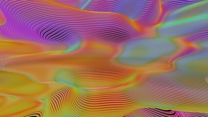 Poster - Dynamic Abstract Landscape with Colorful Gradient Waves