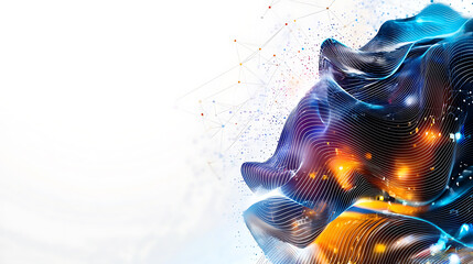 Poster - Dynamic abstract wave patterns digital art colorful visuals studio environment conceptual viewpoint for creative inspiration