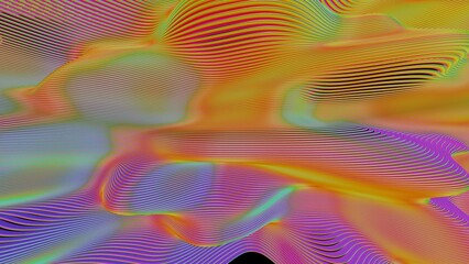 Aufkleber - Dynamic Abstract Landscape with Colorful Gradient Waves
