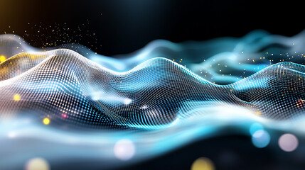 Poster - Dynamic waves of data visualization abstract landscape digital art technology environment close-up perspective