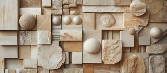 Poster - Artistic wall design with assorted sandstone shapes and textures for modern interior decor inspiration and creative design solutions