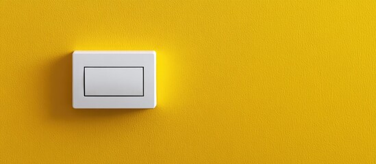 Poster - Modern white electrical switch against a bright yellow wall emphasizing contemporary interior design aesthetics and vibrant color contrast.