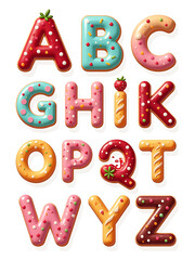 Aufkleber - Set Of Colorful Sweet Dessert Alphabet Letters Isolated Against A Clean White Background For Creative Design Projects. 00003