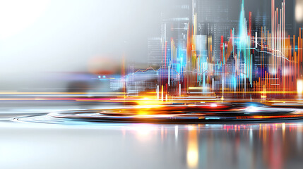 Poster - Dynamic financial data visualization corporate workspace infographic high-tech environment abstract viewpoint growth metrics concept