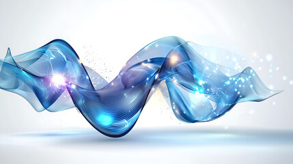 Poster - Dynamic blue wave motion abstract design digital art modern aesthetic light and color visual flow