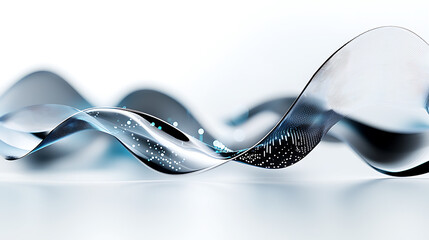 Fototapete - Flowing waves of light and contrast abstract studio photography minimalist design high-tech environment close-up viewpoint