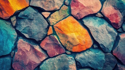 Fototapete - Colorful Vintage Stone Background with Artistic Effects for Textures and Designs