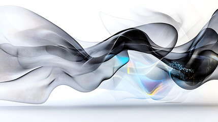 Poster - Dynamic abstract wave patterns digital art studio graphic design minimalist style close-up view visual harmony
